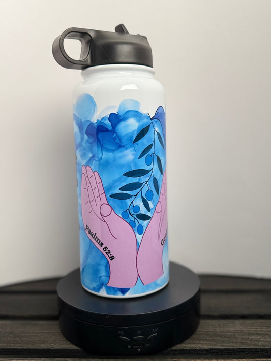 Trust in the Lord 40 oz Water Bottle – Christian Gift with Genesis 8:11 & Psalm 52:8 – Dove & Olive Branch Bible Verse Bottle - HisWord Designs