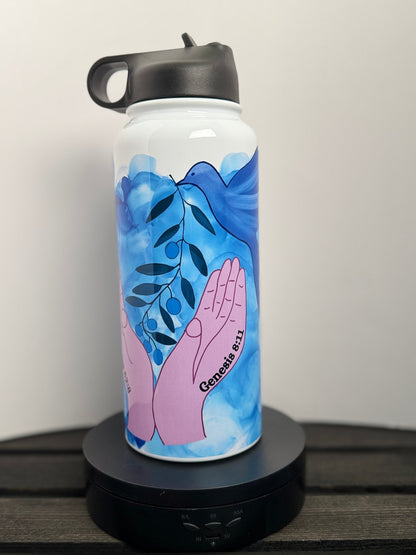 Trust in the Lord 40 oz Water Bottle – Christian Gift with Genesis 8:11 & Psalm 52:8 – Dove & Olive Branch Bible Verse Bottle - HisWord Designs