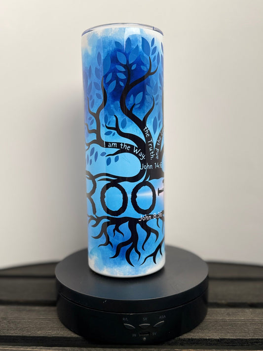 Rooted in Christ Tumbler – John 14:6 & John 8:36 – 20 oz Christian Gift - HisWord Designs