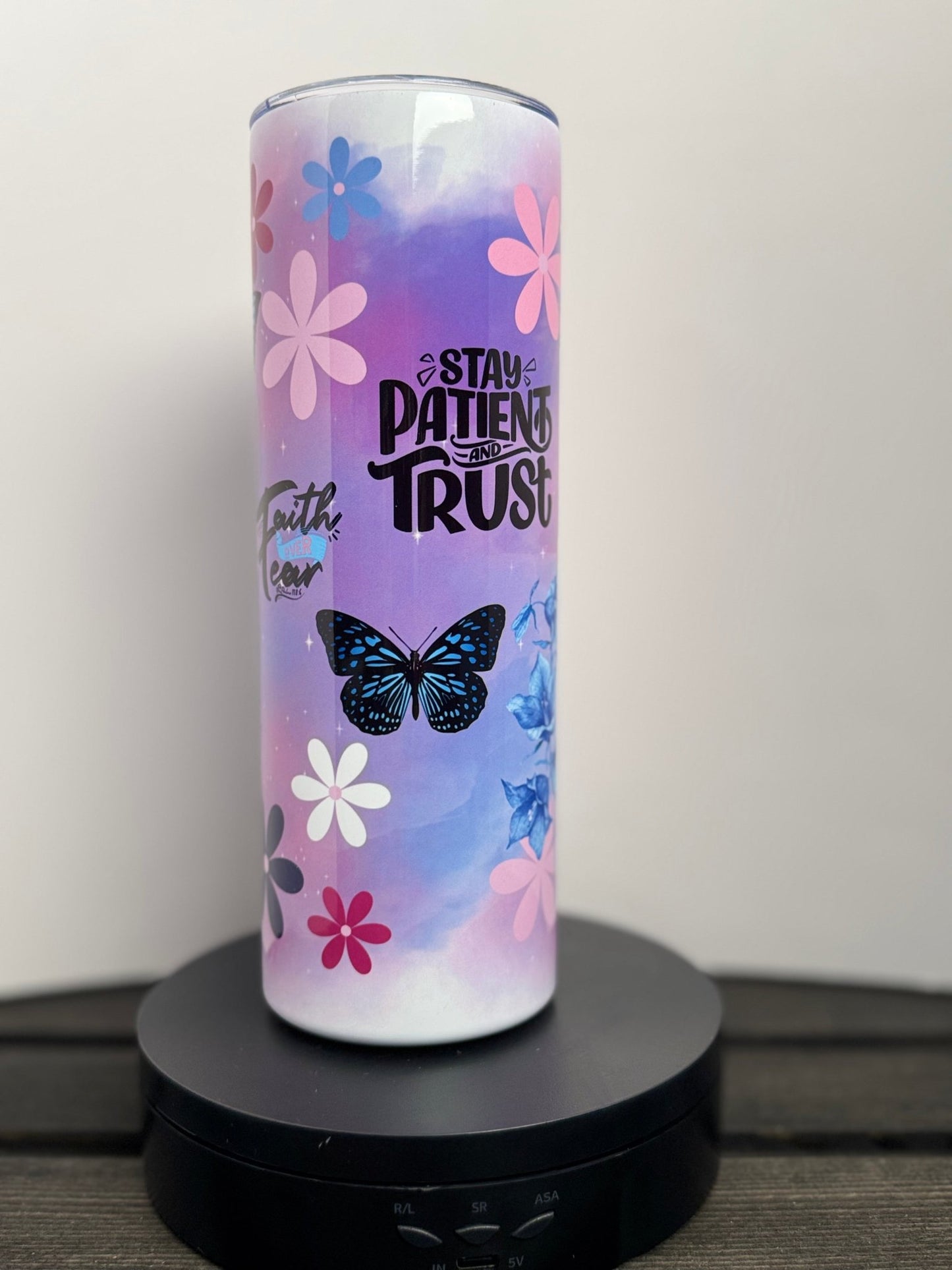 Stay Patient & Trust Tumbler – Faith Over Fear – 20 oz Christian Gift - HisWord Designs