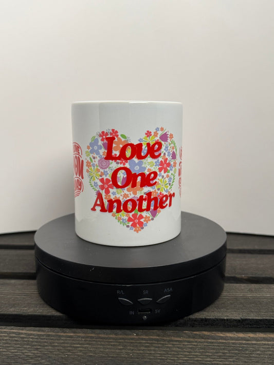 Love One Another Floral Heart – 11 oz Ceramic Mug - HisWord Designs