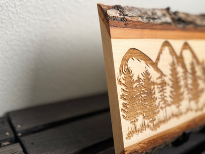 Mountain & Forest Sign, Christian Wall Art, Handmade Basswood Decor, Rustic Scripture Gift, Psalm 18:1 - 2 God is My Rock, For Couples, Cabins - HisWord Designs