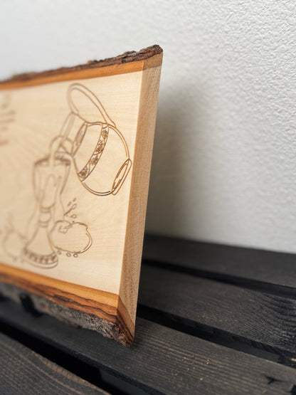 Psalm 23 Live Edge Wood Sign, Christian Wood Wall Art, Hand - Drawn Scripture Decor, Overflowing Cup, Gift for Prayer Room, Pastor or Couple - HisWord Designs