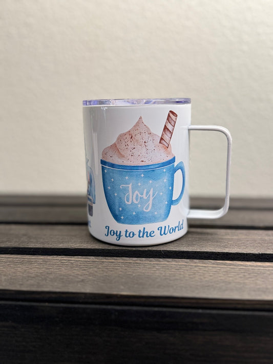 12 oz Christmas Camper Mug – Joy to the World, Merry & Bright, Let It Snow - HisWord Designs