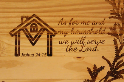 Large Round Decor - As for me and myself we will worship the Lord Christian Wall Art – Handmade Engraved Wood Sign | Faith - Based Home Decor | Psalm 18:16| Rustic Religious Gift for Prayer Room & Office - HisWord Designs
