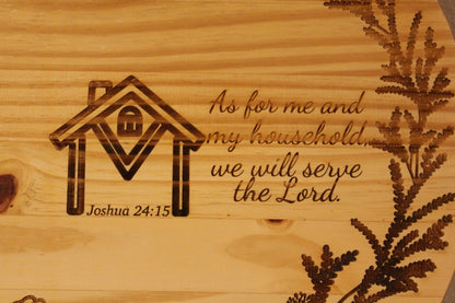 Large Round Decor - As for me and myself we will worship the Lord Christian Wall Art – Handmade Engraved Wood Sign | Faith - Based Home Decor | Psalm 18:16| Rustic Religious Gift for Prayer Room & Office - HisWord Designs