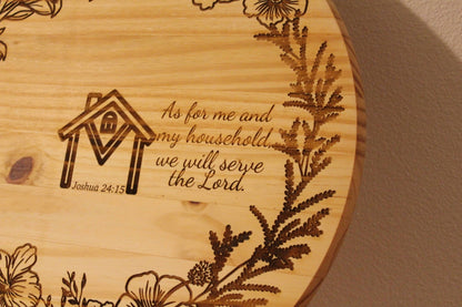 Large Round Decor - As for me and myself we will worship the Lord Christian Wall Art – Handmade Engraved Wood Sign | Faith - Based Home Decor | Psalm 18:16| Rustic Religious Gift for Prayer Room & Office - HisWord Designs