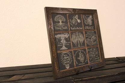 Rock Slates Embedded Frame Christian Wall Art – Handmade Engraved Wood Sign, Rustic Religious Home Decor - HisWord Designs