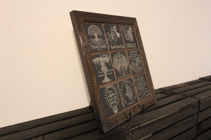 Rock Slates Embedded Frame Christian Wall Art – Handmade Engraved Wood Sign, Rustic Religious Home Decor - HisWord Designs