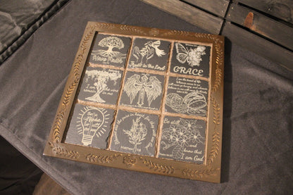 Rock Slates Embedded Frame Christian Wall Art – Handmade Engraved Wood Sign, Rustic Religious Home Decor - HisWord Designs