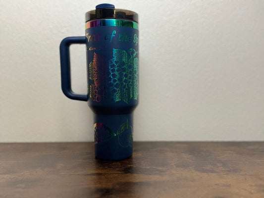 40 oz Engraved Tumbler - Navy & Iridescent - Fruit of the Spirit - HisWord Designs