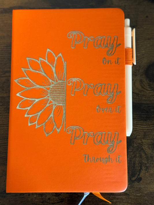 Sunflower Pray On It Orange Journal - HisWord Designs