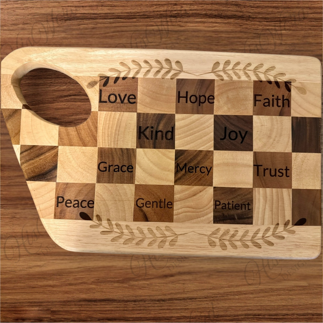 Words to Live By – Inspirational Engraved Wooden Cutting Board