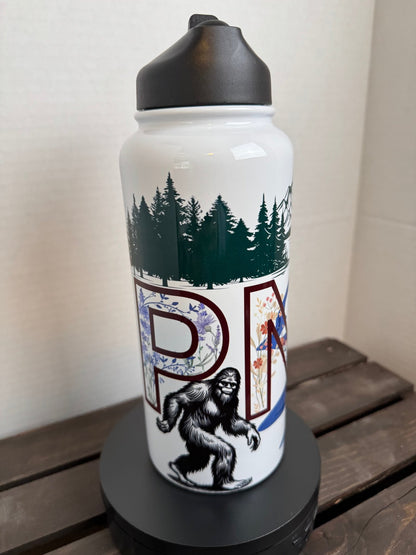 PNW Wild – 32oz Pacific Northwest Bigfoot Adventure Bottle - HisWord Designs