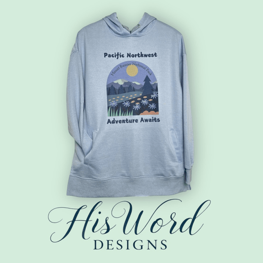 Pacific Northwest Adventure Awaits Oversized Hoodie – Mount Rainier National Park Hoodie - HisWord Designs