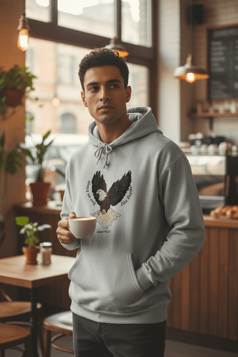 Soar on Wings Like Eagles Oversized Hoodie – Isaiah 40:31 Scripture Hoodie - HisWord Designs