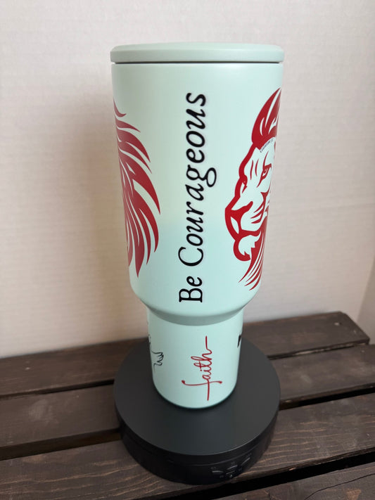 Be Courageous – 40oz Lion of Judah Faith Tumbler (Galatians 5:1) - HisWord Designs