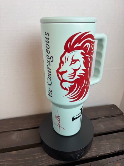 Be Courageous – 40oz Lion of Judah Faith Tumbler (Galatians 5:1) - HisWord Designs