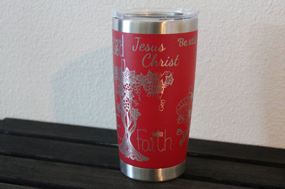 Be Still and Know – 20 oz Red Engraved Christian Tumbler - HisWord Designs
