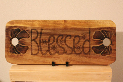 "Blessed" Engraved Wooden Serving Board – Faith-Inspired Kitchen Decor - "Blessed" Engraved Wooden Serving Board – Faith - Inspired Kitchen Decor - His Word Designs