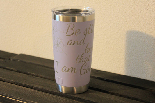 Be Still and Know - Floral Engraved Lavender 20 oz YETI® Tumbler | Psalm 46:10 - HisWord Designs