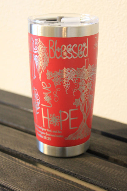 Be Still and Know – 20 oz Red Engraved Christian Tumbler - HisWord Designs