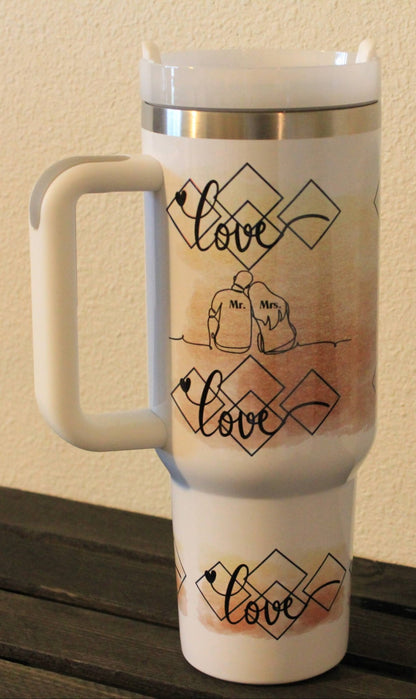 Love & Blessed – 40oz Gold & Faith - Inspired Couples Tumbler - HisWord Designs