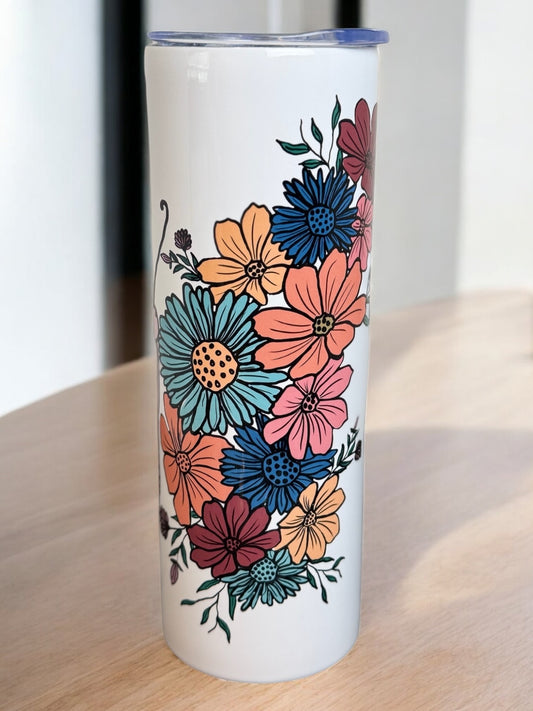Butterfly with Flowers - 20oz Tumbler – "Without change, there would be no growth" - HisWord Designs