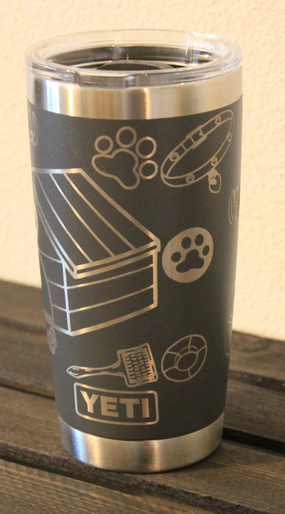 Cat Lover Engraved Dark Gray 20 oz YETI® Tumbler | Handdrawn - His Word Designs
