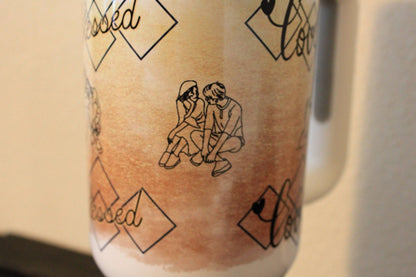 Love & Blessed – 40oz Gold & Faith - Inspired Couples Tumbler - HisWord Designs
