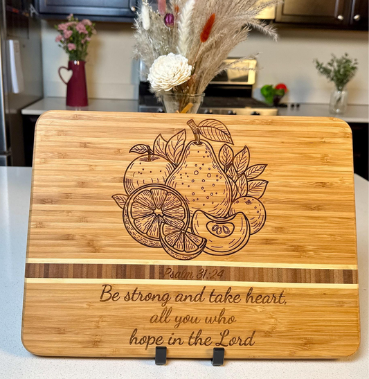 fruits engraved cutting board