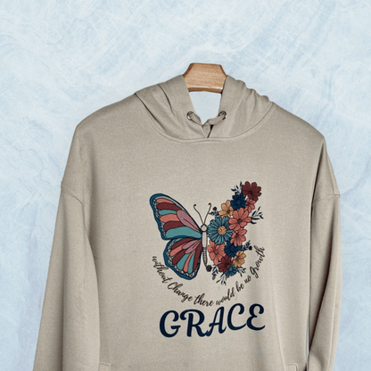 Grace Butterfly Oversized Hoodie – “Without Change There Would Be No Growth” | Inspirational Floral Hoodie - HisWord Designs