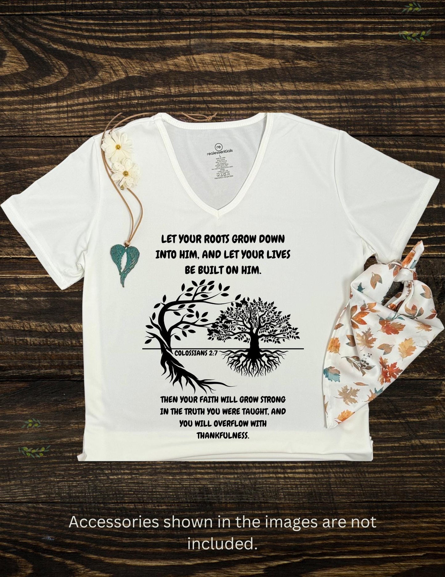 Women's V-Neck T-Shirt,'Rooted in Faith' Design, Religious Shirt, Inspirational Shirt, Gifts for Women, T-shirt for women, Faith Shirts