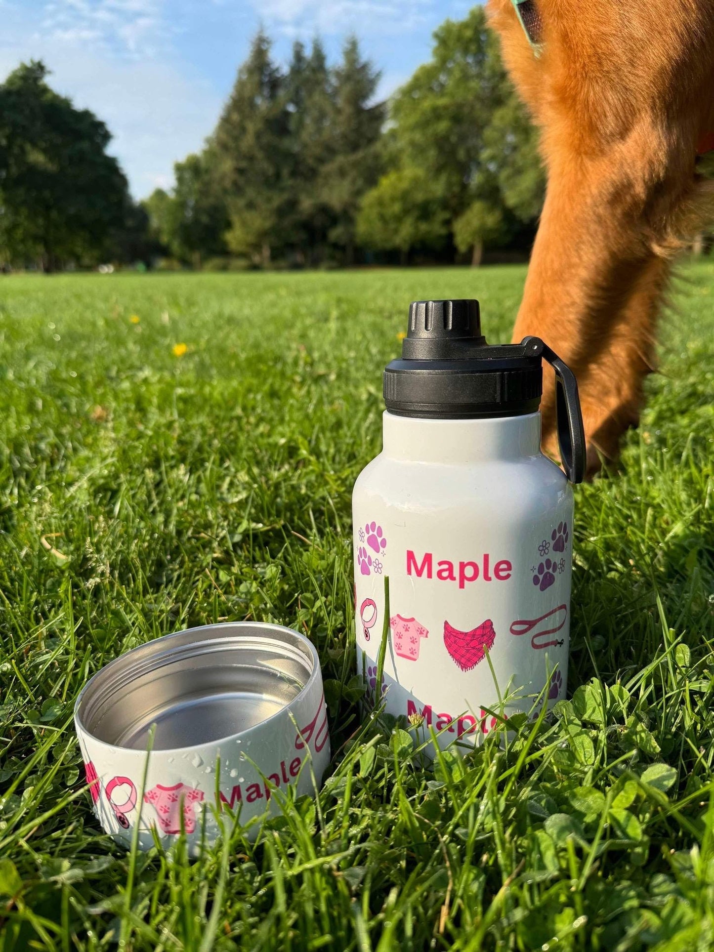 Personalized Dog Water Tumbler & Bowl, Dog Hiking, 32 oz Tumbler, Dog Parent Gifts, Dog Water Bowl, Dog Gifts,Dog Walker,Travel Water Bottle