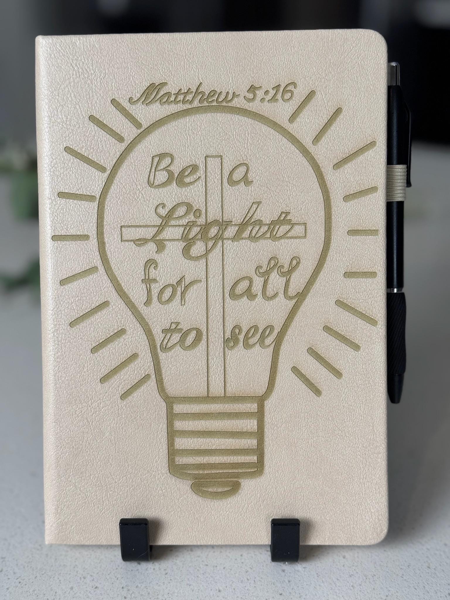 Be a Light for All to See Custom Engraved Journal, Matthew 5:16, Christian Journal | Scripture Notebook with Bible Verses | Bible Study Gift - HisWord Designs