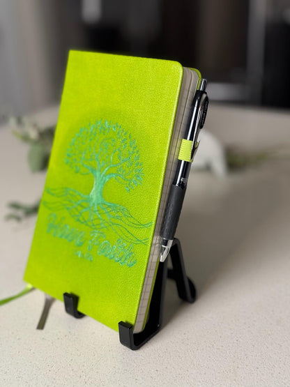 Have Faith Hand - Crafted Custom Engraved Journal, Luke 17:6, Bible Verse Journal, Lime Green Prayer Journal, Christian Gifts - HisWord Designs