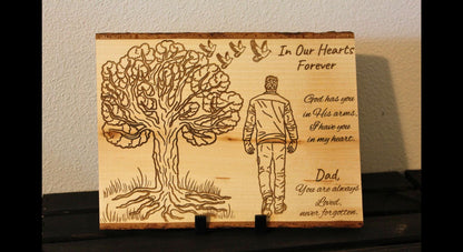 Rustic faith-inspired engraved memorial sign, personalized sympathy wood plaque for remembrance, custom Christian decor, handcrafted by HisWord Designs.