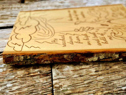 Christian Wall Art – Psalm 18:16 Live Edge Wood Sign | Religious Home Decor & Adult Baptism Gift - HisWord Designs