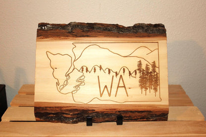 WA State Wall Art – Handmade Engraved Wood Sign | Rustic PNW Decor Gift - HisWord Designs