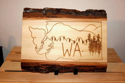 WA State Wall Art – Handmade Engraved Wood Sign | Rustic PNW Decor Gift - HisWord Designs