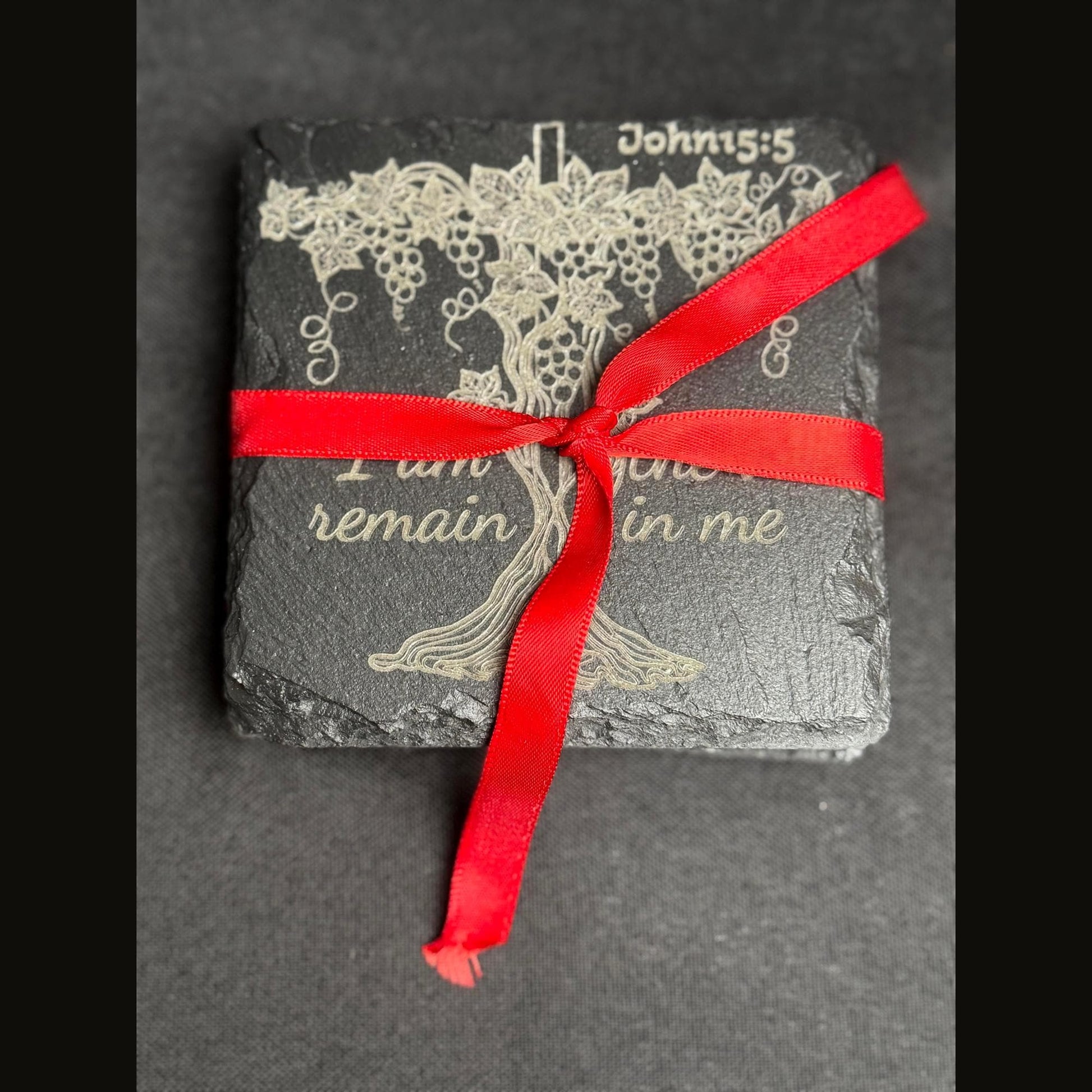 Christian Coasters Set of 4 – Scripture Engraved Slate | Bible Verse Gift | Faith Home Decor | Housewarming Christian Gifts| Hand - drawn art - HisWord Designs