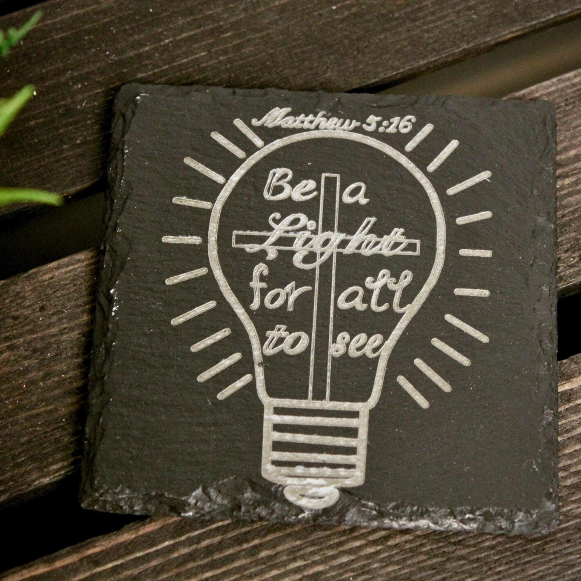 Christian Coasters Set of 4 – Scripture Engraved Slate | Bible Verse Gift | Faith Home Decor | Housewarming Christian Gifts| Hand - drawn art - HisWord Designs