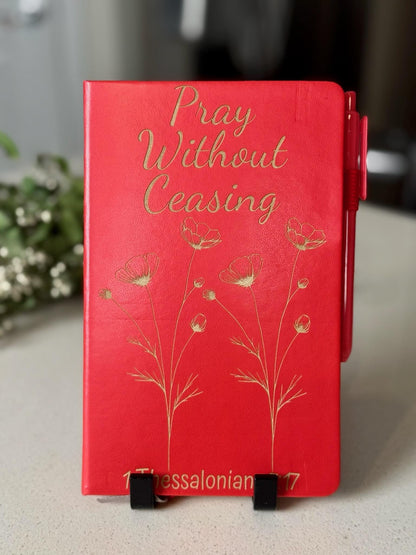 Pray Without Ceasing Custom Engraved Journal, 1 Thessalonians 5:17, Laser - Engraved, Floral Prayer Journal | Scripture Notebook | Faith Gift - HisWord Designs