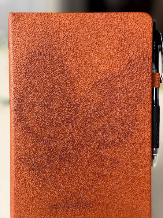 Soar on Wings Like Eagles Laser - Engraved Custom Journal, Isaiah 40:31 , Bible Verse Journal, Brown Prayer Journal, Christian Gifts - HisWord Designs