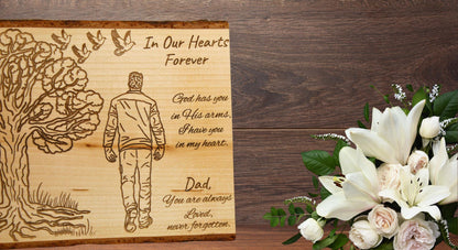 Custom engraved “In Loving Memory” sympathy wood sign, personalized memorial plaque for families, Christian anchor gift for loss, live edge rustic decor, HisWord Designs.