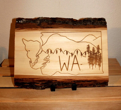WA State Wall Art – Handmade Engraved Wood Sign | Rustic PNW Decor Gift - HisWord Designs