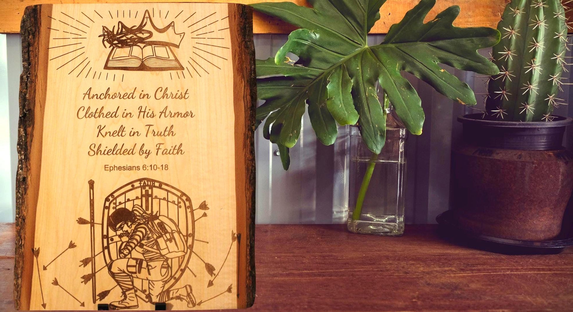 Woman Warrior Christian Wall Art – Custom Engraved Wood Sign | Inspirational Scripture Decor - HisWord Designs
