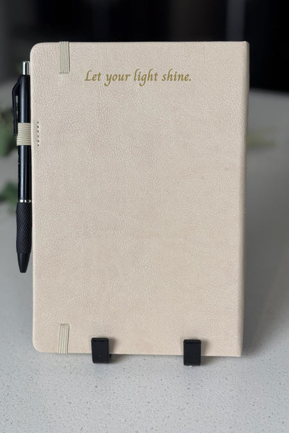 Personalized Christian Engraved Journal, Matthew 5:16, Be a Light for All to See, Scripture Notebook with Bible Verses, Bible Study Gift - HisWord Designs