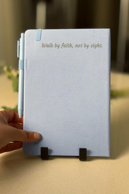 Personalized Christian Gift, Trust in the Lord Prayer Notebook, Hand - Drawn Bible Verse Journal, Laser Engraved Faux Leather devotional book - HisWord Designs