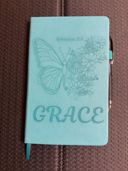 Personalized Butterfly and Floral A5 Christian Prayer Journal | Scripture Notebook with Bible Verses | Butterfly Faith Gift - His Word Designs